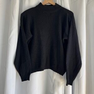 VTG Shenanigans Angora & Wool Pullover Knit‎ Long Sleeve Sweater Black Women's L